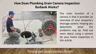 How Does Plumbing Drain Camera Inspection Burbank Works