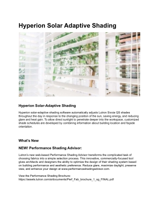 Hyperion Solar Adaptive Shading
