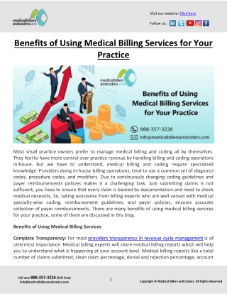 Benefits of Using Medical Billing Services for Your Practice