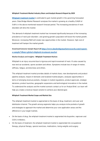 Whiplash Treatment Market Industry Share and Analysis Research Report by 2029