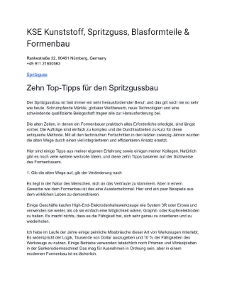 KSE Kunststoff, Spritzguss, Blasformteile & Formenbau