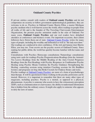 Oakland county Psychics