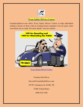 Texas Safety Drivers Course  Comedysafedriver