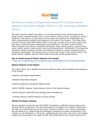 Solar Inverter Market Size, Share, Trends and Analysis Report by 2020-25