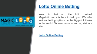 Lotto Online Betting    Magiclotto.co.za