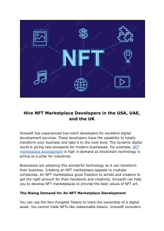 Hire NFT Marketplace Developers in the USA, UAE, and the UK