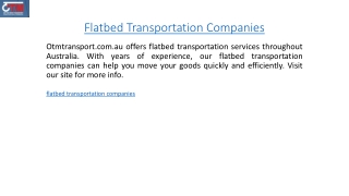 Flatbed Transportation Companies  Otmtransport.com.au