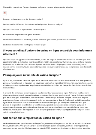 Que sait on sur le controle du casino en ligne ?