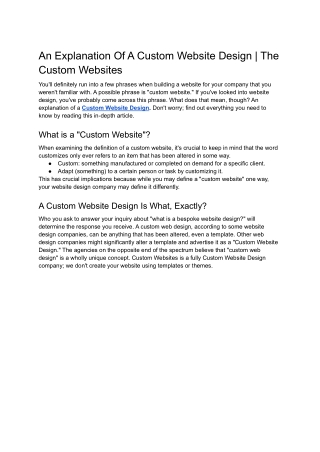 An Explanation Of A Custom Website Design | The Custom Websites