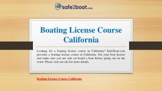 Boating License Course California | Safe2boat.com