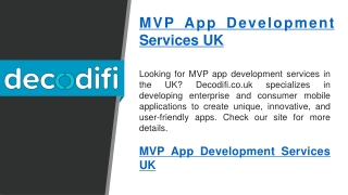 Mvp App Development Services Uk   Decodifi.co.uk