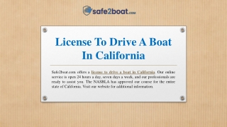License To Drive A Boat In California | Safe2boat.com