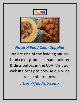 Natural Food Color Supplier | Foodrgb.com