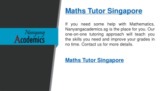 Maths Tutor Singapore   Nanyangacademics.sg
