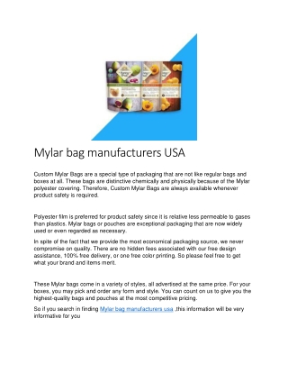 Mylar bag manufacturers USA