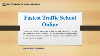 Fastest Traffic School Online | Fasttrafficschool4less.com