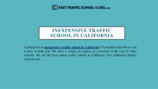 Inexpensive Traffic School In California | Fasttrafficschool4less.com