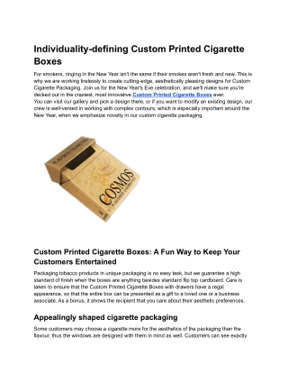 Individuality-defining Custom Printed Cigarette Boxes