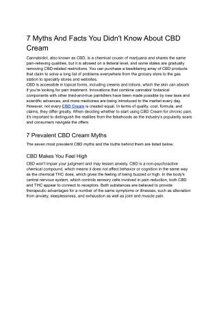 7 Myths And Facts You Didn't Know About CBD Cream