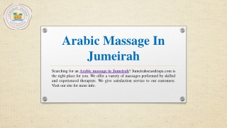 Arabic Massage In Jumeirah | Jumeirahseasidespa.com