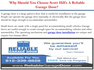 Why Should You Choose Scott Hill’s A Reliable Garage Door?