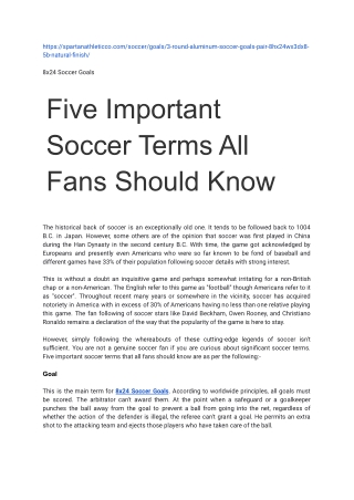 Five Important Soccer Terms All Fans Should Know
