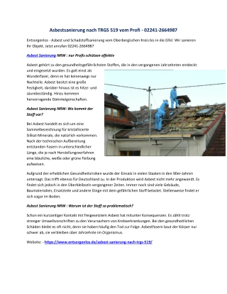 Asbestsanierung nach TRGS 519 vom Profi - 02241-2664987