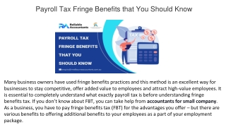 Payroll Tax Fringe Benefits that You Should Know