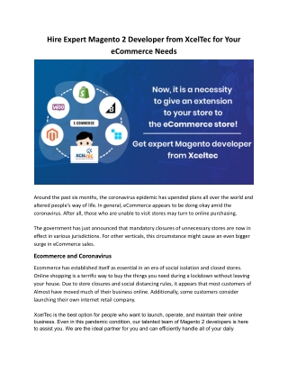 Hire Expert Magento 2 Developer from XcelTec for Your eCommerce Needs