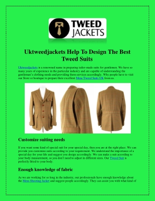 Uktweedjackets.com - The Best Tweed Suits and Corduroy Jacket for Men’s