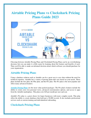 Airtable Pricing Plans vs Clockshark Pricing Plans Guide 2023