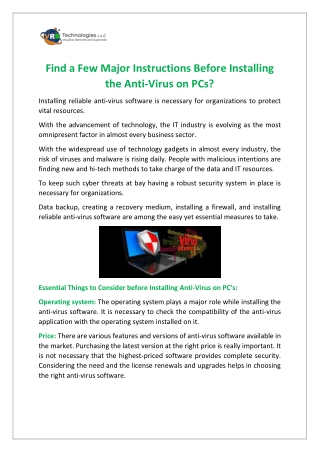 Find a Few Major Instructions Before Installing the Antivirus in Pcs
