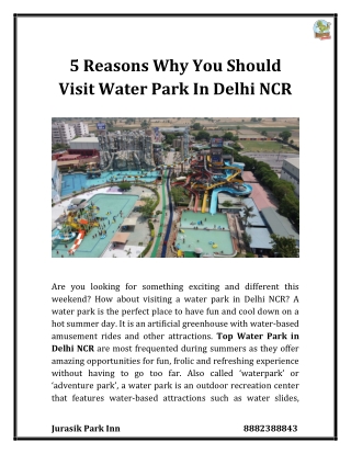 5 Reasons Why You Should Visit Water Park In Delhi NCR