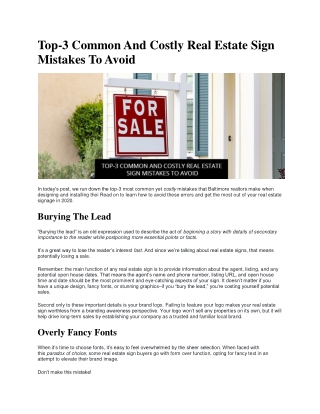 Top-3 Common And Costly Real Estate Sign Mistakes To Avoid