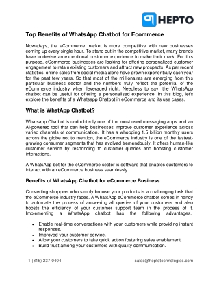 Top Benefits of WhatsApp Chatbot for Ecommerce