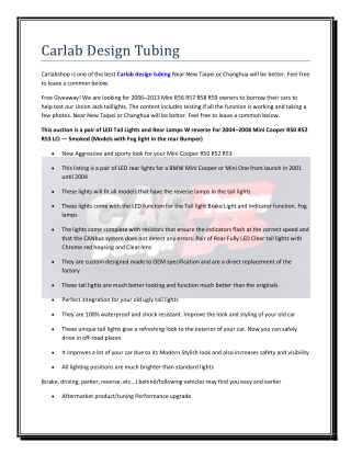 Carlab Design Tubing