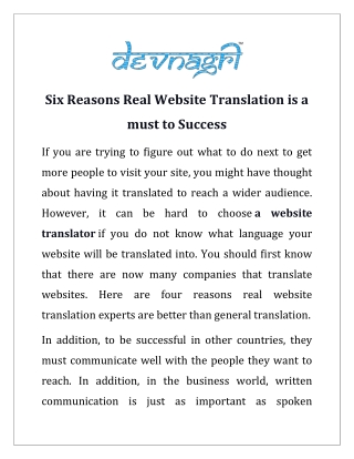 Six Reasons Real Website Translation is a must to Success