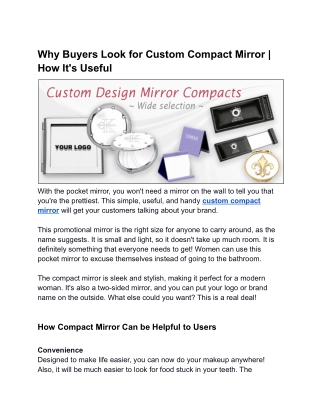 Why Buyers Look for Custom Compact Mirror | How It's Useful