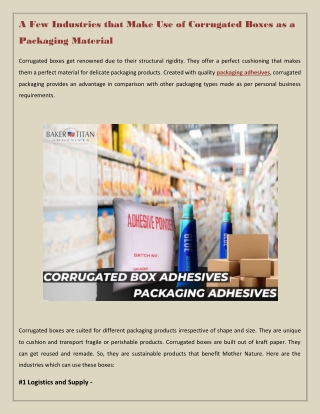 A Few Industries that Make Use of Corrugated Boxes as a Packaging Material