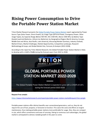 Rising Power Consumption to Drive the Portable Power Station Market