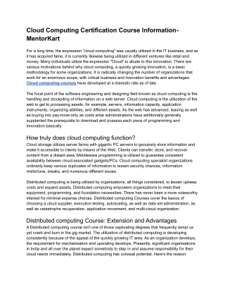 Cloud Computing Certification Course Information- MentorKart