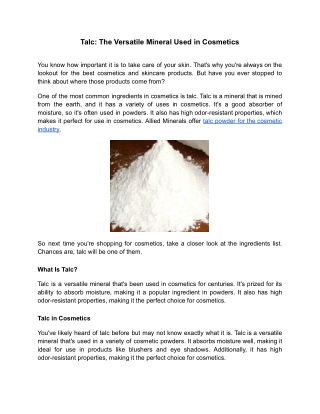 Talc_ The Versatile Mineral Used in Cosmetics