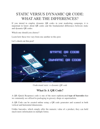 Static Versus Dynamic QR code: What Are The Differences?