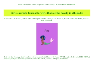 Pdf ^^ Girls Journal Journal for girls that see the beauty in all shades READ PDF EBOOK