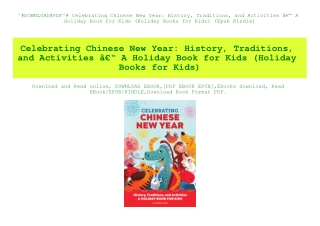 ^#DOWNLOAD@PDF^# Celebrating Chinese New Year History  Traditions  and Activities Ã¢Â€Â“ A Holiday Book for Kids (Holida