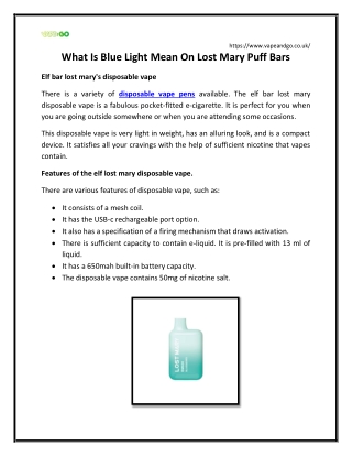 What Is Blue Light Mean On Lost Mary Puff Bars