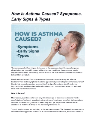 How Is Asthma Caused Symptoms, Early Signs & Types