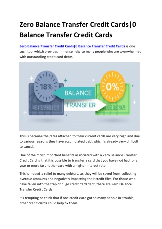 Zero Balance Transfer Credit Cards