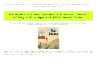 ReadOnline The Pardon - A Rosh Hashanah Kid Series Jewish Holiday - Kids Ages 4-9 (Kids Jewish Tales) [PDF  mobi  ePub]