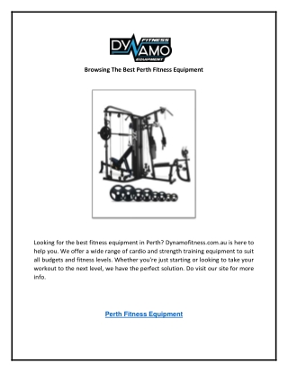 Browsing The Best Perth Fitness Equipment